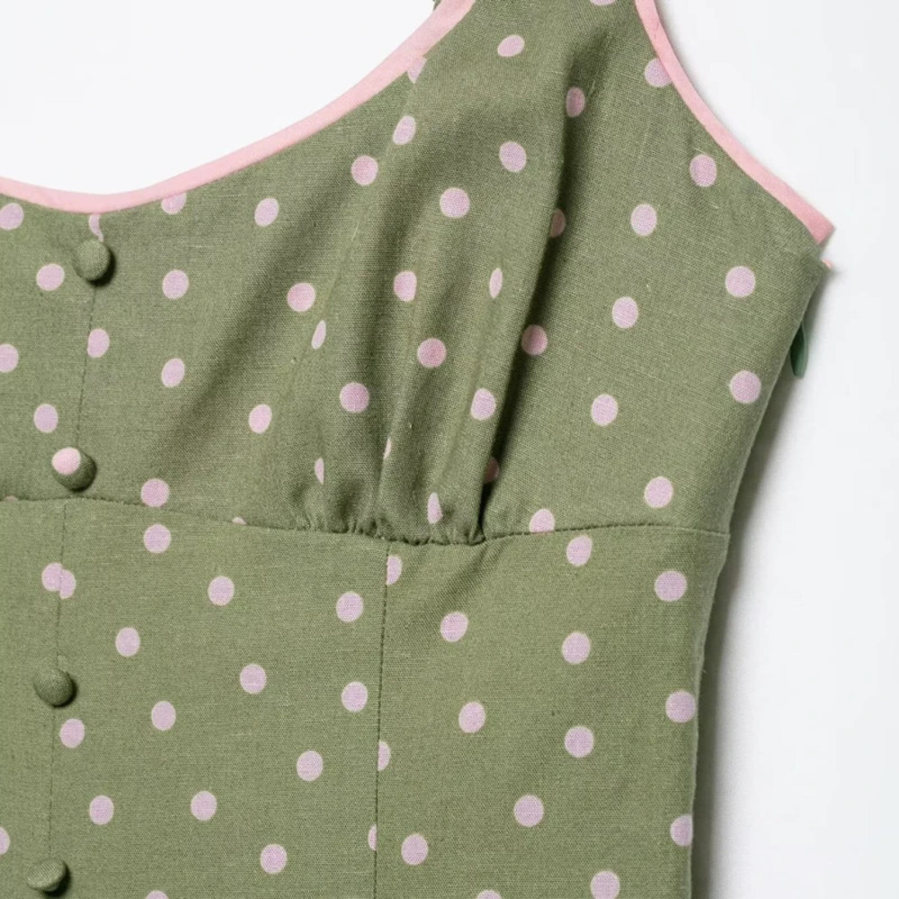 ZARA Womens Relaxed Polka Dot Blend Midi Dress